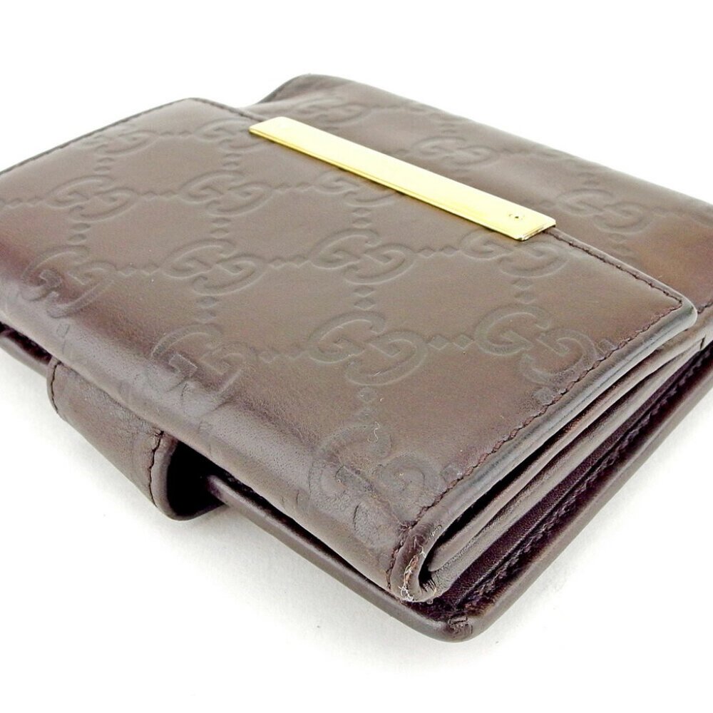 Gucci W Hook Wallet Gucci Shima Leather Authentic USED - Picture 2 of 8